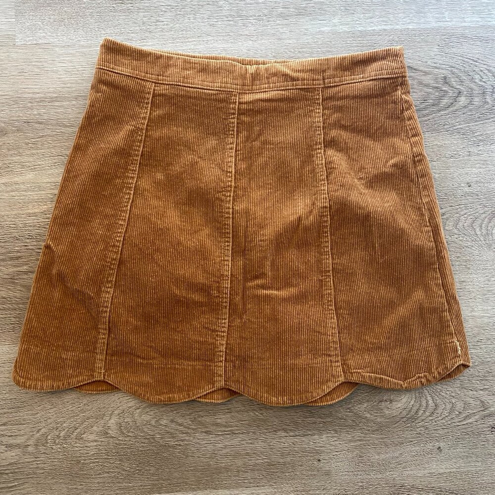 ALTAR'D STATE | Camel Scalloped Corduroy Mini Skirt